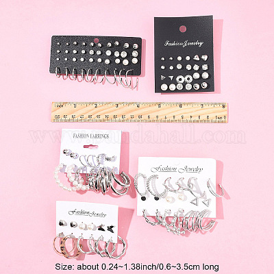 5 комплект из 5-х цветных комплектов серег-колец из сплава EJEW-FS0001-23B-1