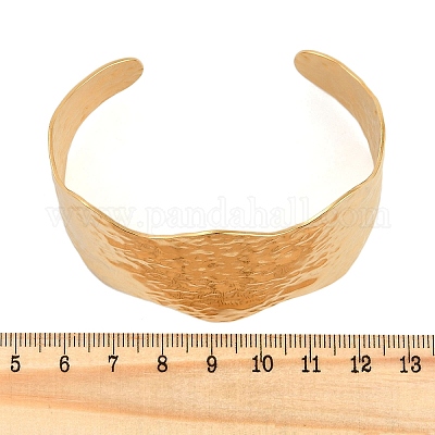 Текстурированные открытые браслеты-манжеты из нержавеющей стали 304 для женщин BJEW-R008-03G-1