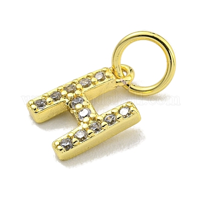 Подвески из латуни с буквами микро паве и прозрачным кубическим цирконием KK-K354-06G-H-1