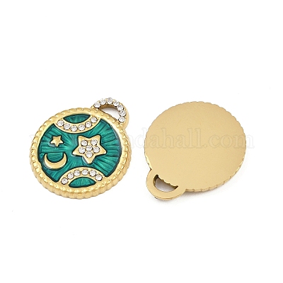 Подвески из нержавеющей стали 304 со стразами STAS-P415-18G-1