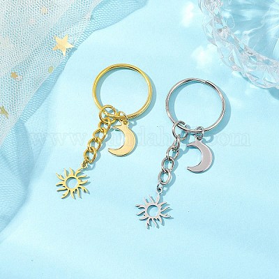 Брелок в виде солнца из нержавеющей стали 201 и луны из нержавеющей стали 304 KEYC-JKC00974-1