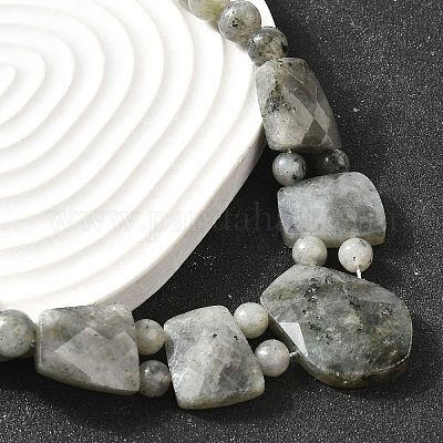 Натуральный лабрадорит ограненный нагрудник градуированные бусины ожерелья для женщин NJEW-B128-01P-1