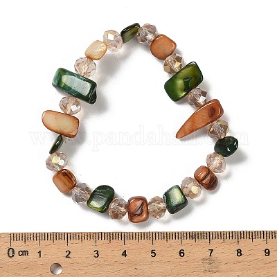 Браслеты из ракушек и стеклянных бусин в стиле бохо для женщин BJEW-S178-01B-1