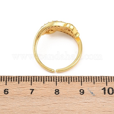 Манжеты из латуни с микро паве кубический цирконий для женщин RJEW-Z113-33G-1