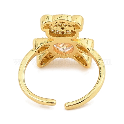 Открытые манжеты из латуни с микро-паве и кубическим цирконием для женщин RJEW-S392-02G-B-1