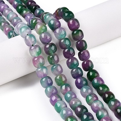 Окрашенные природные белый нефрит бисер пряди G-T138-D21-1