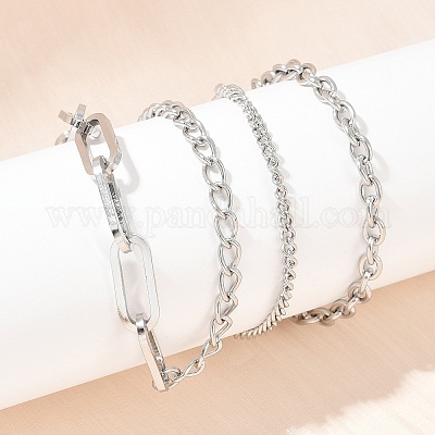 304 нержавеющая сталь скрепка цепочка витая цепь кабель цепи ожерелья для женщин мужчин NJEW-A053-01P-1