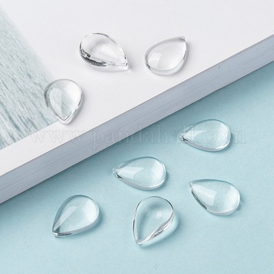 Прозрачные каплевидные стеклянные кабошоны GGLA-R024-14x10-1