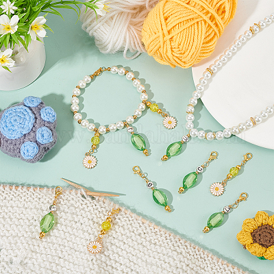 Маркеры-подвески в виде ромашек и овалов&nbsp;HJEW-AB00458-1