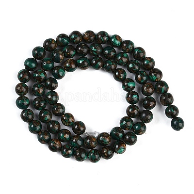 Собранные нити бусин из натурального малахита и бронзита G-A230-D02-02-1