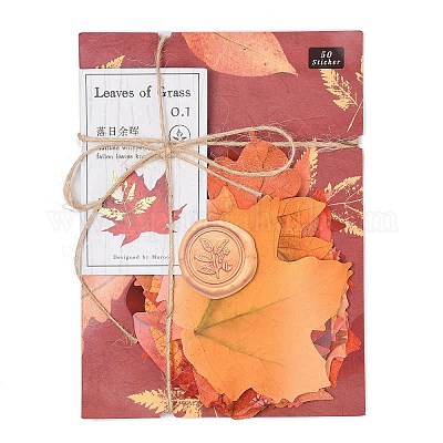 50 шт. бумажные наклейки с изображением кленового листа STIC-P017-C01-1