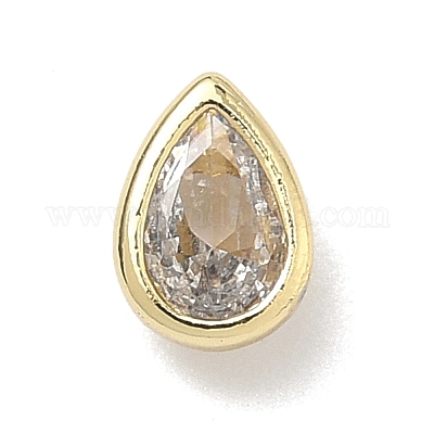 Кабошоны из кубического циркония в форме капли из латуни с микропаве&nbsp;KK-P345-13G-B-1