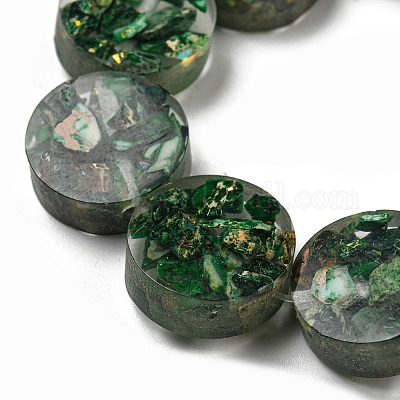 Окрашенная натуральная императорская яшма с нитями смоляных бусин G-G083-E06-01-1