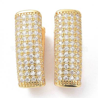 Латунные микро проложить серьги обруча кубического циркония ZIRC-P090-03G-1