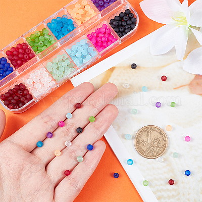 480шт 12 цвета прозрачные бусины из матового стекла GLAA-PH0002-44-1