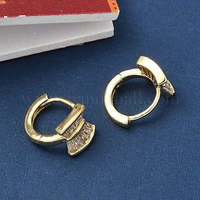 Латунные серьги-кольца из прозрачного кубического циркония EJEW-D323-02G-1