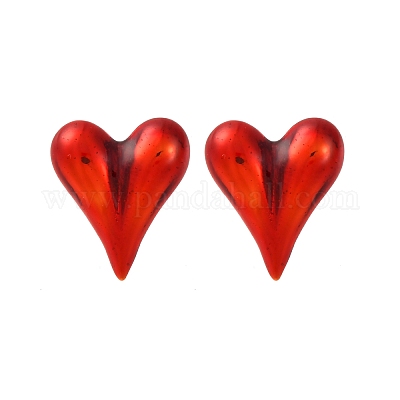 Серьги-гвоздики с эмалью в форме сердца из латуни EJEW-S274-01G-1