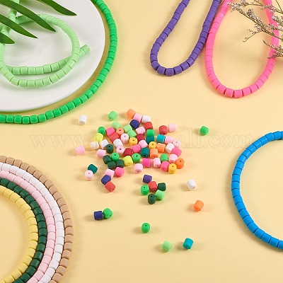 DIY Stretch Bracelet Making Kits, 11 Strands 11 Colors Polymer Clay Bead  Strands and Clear Elastic Crystal Thread, Mixed Color, 6.5x6mm, Hole:  1.2mm