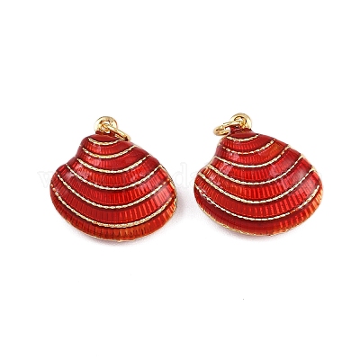 Подвески в форме ракушек из латуни с эмалью KK-I377-06G-B01-1