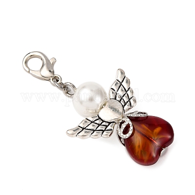 Стеклянный кулон в виде сердца ангела HJEW-JM03807-1