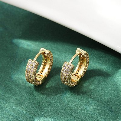 Латунные серьги-кольца из прозрачного кубического циркония EJEW-S277-09G-A-1