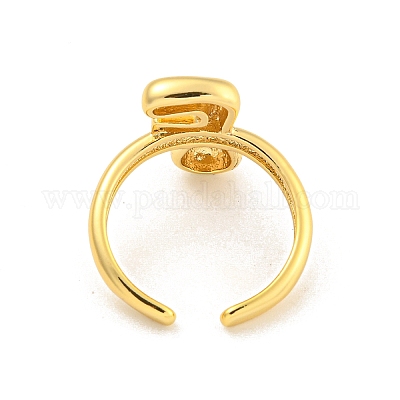 Латунные открытые манжеты с буквами для женщин RJEW-G313-01F-G-1