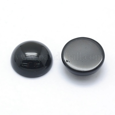 Кабошоны из натурального окрашенного и нагретого черного агата X-G-P393-R02-12mm-1