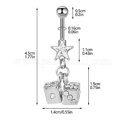 Кольца для живота в форме изогнутой штанги из хирургической нержавеющей стали 316L с кубическим цирконием и звездами FS-WG3E776-02-1
