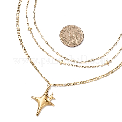 Женское ожерелье с подвеской в виде звезды из нержавеющей стали 304 NJEW-JN05476-1