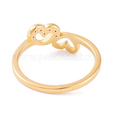 Кольцо в форме сердца из нержавеющей стали 304 со стразами для женщин RJEW-C086-11-G-1