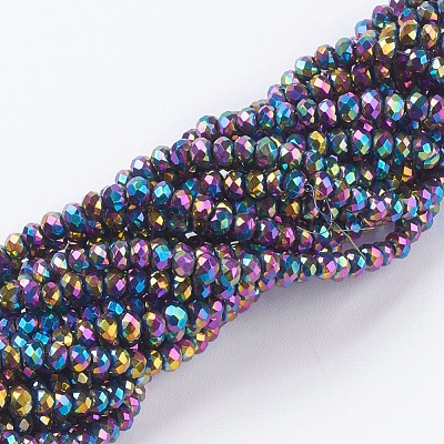 Chapelets de perles en verre électroplaqué&nbsp;GLAA-F076-FP04-1