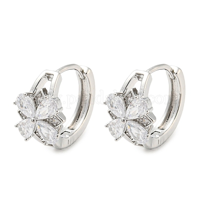 Серьги-кольца из латуни с цирконием EJEW-G363-11P-1