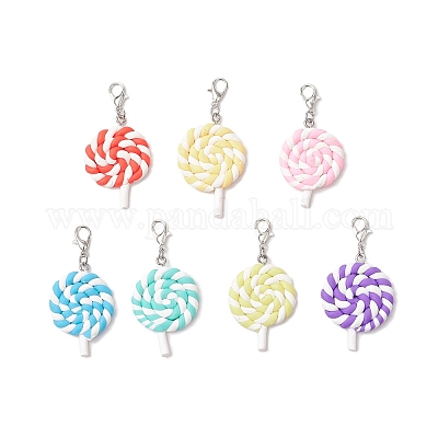 Украшения из полимерной глины в виде леденцов ручной работы HJEW-JM03387-1
