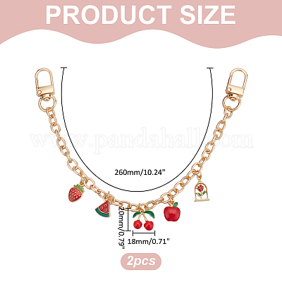 2 шт. сплав огнеупорный кирпич эмаль фрукты подвеска кабель цепочка кошелек декоративные цепи HJEW-ME00012-1