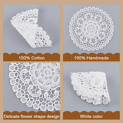 8 шт. 4 стиля подставки под стаканы с цветочной вышивкой из полиэстера AJEW-CN0003-12-1