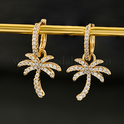 Серьги-кольца из латуни с кокосовой пальмой YL0119-1