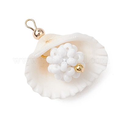 Подвески из ракушек и стеклянных бусин PALLOY-MZ00526-01-1