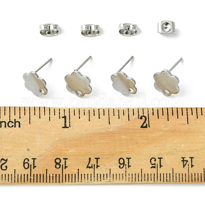 10 шт. фурнитура для сережек-гвоздиков из нержавеющей стали 201 с отверстием EJEW-FS0001-14C-1