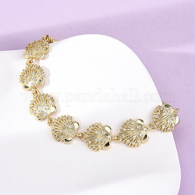 Латунные браслеты с микропаве из прозрачных кубических цирконий для женщин BJEW-H209-09A-G-1