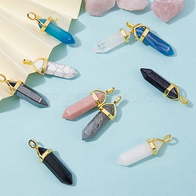 10шт 10 стиля смешанные драгоценные камни с двойным концом заостренные подвески G-SZ0001-41-1