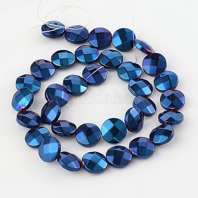 Гальванизировать немагнитных синтетический гематит плоские круглые пряди из бисера G-L368-05F-1