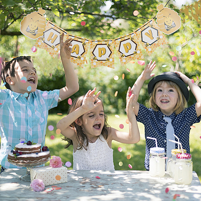 4 комплект из 4 бумажных украшений для торта с изображением пчел DIY-GA0002-29-1