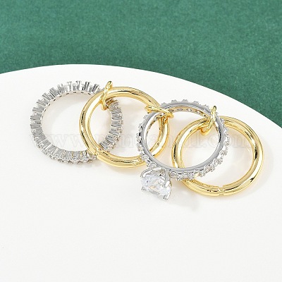 Женские кольца-пальцы с микропаве из кубических цирконий из латуни RJEW-P160-01F-G01-1