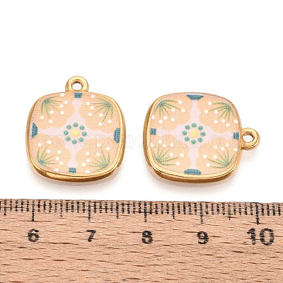 Квадратные подвески из нержавеющей стали 304 с печатным рисунком STAS-T071-25E-G-1