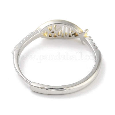 Регулируемые кольца из латуни «рыба Иисуса» с микро-паве и прозрачным фианитом&nbsp;LS-RJEW-S416-04G-1