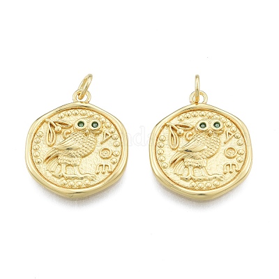 Латунные микро-паве зеленые кубические циркониевые подвески KK-G431-19G-1