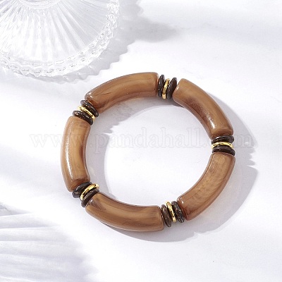 Женские эластичные браслеты из акриловых бусин BJEW-JB12151-01-1