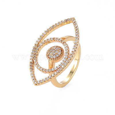 Кольца из латуни с микропаве RJEW-S044-156-NF-1