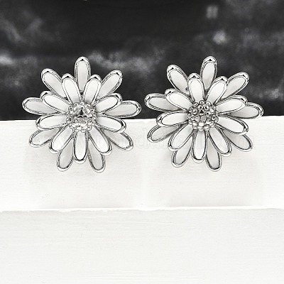 Серьги-гвоздики с цветами из нержавеющей стали 304 для женщин EJEW-R023-02P-1