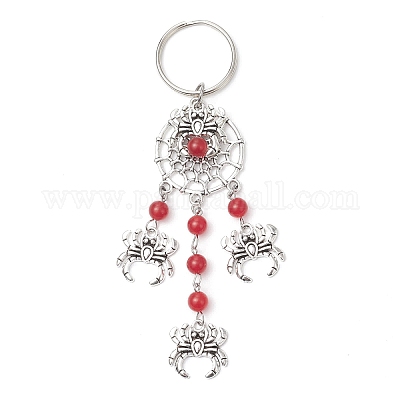 5 шт. 5 стиля тибетского стиля сплава натуральные драгоценные камни брелки KEYC-JKC01240-1